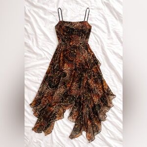 Elegant Butterfly Print Strapless Dress